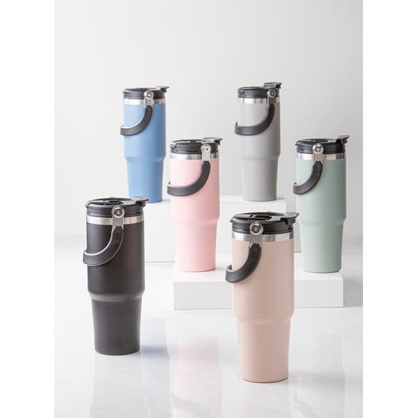 Világos rózsaszín rozsdamentes acél utazó ivópalack 1 l Eco – Ladelle-image-1