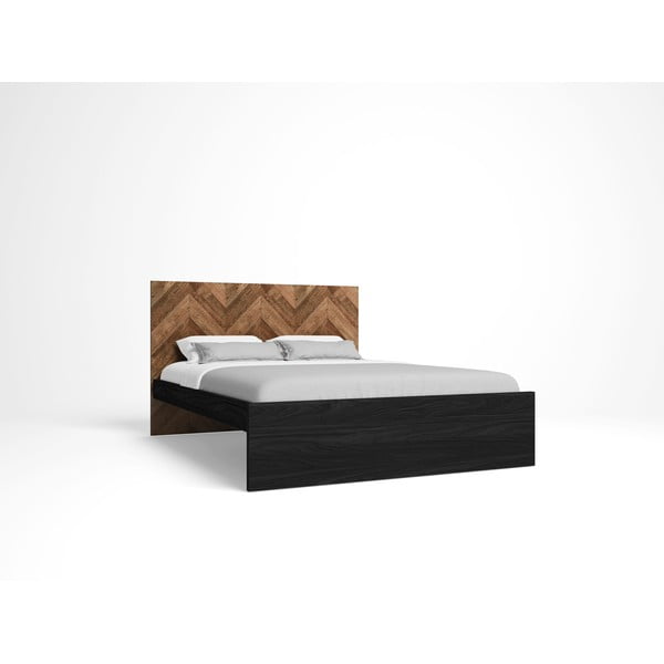 Fekete-natúr színű franciaágy 160x200 cm Gio – Marckeric