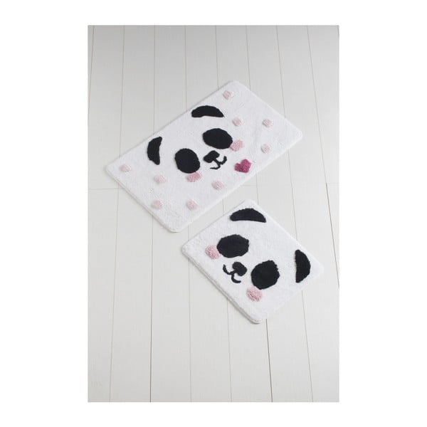Panda 2 darabos fekete-fehér fürdőszobai kilépő szett - Confetti Bathmats