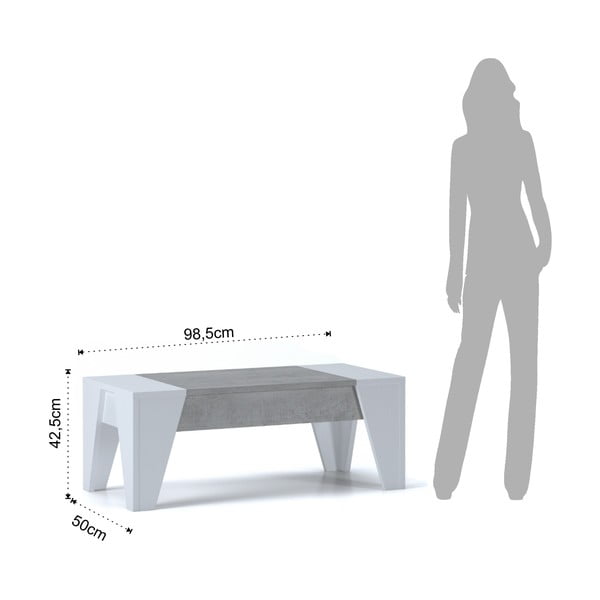 James szürke-fehér dohányzóasztal, felnyitható asztallappal - Tomasucci-image-2