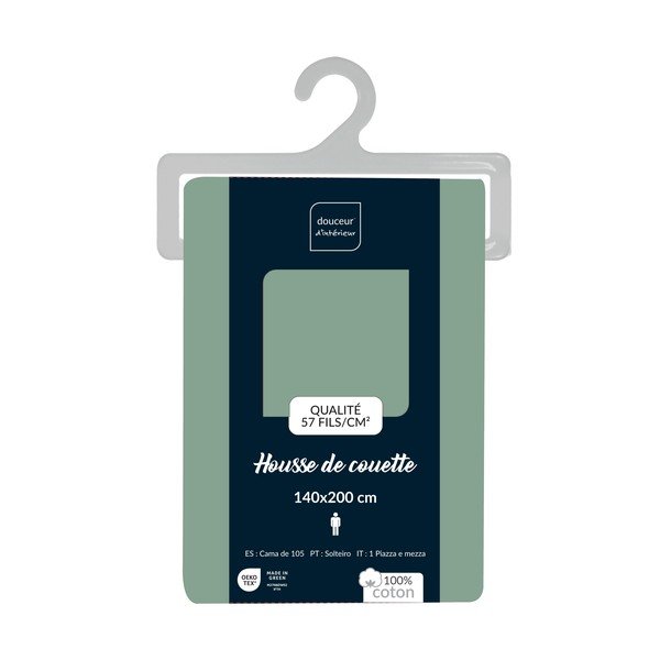 Zöld egyszemélyes pamut paplanhuzat 140x200 cm Lina – douceur d'intérieur-image-2