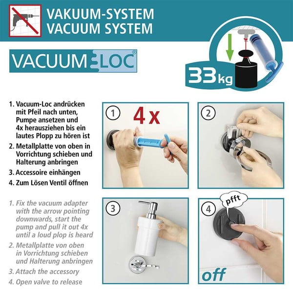 Vacuum-Loc Capri fúrásmentes dupla törölköztartó, 33 kg-ig - Wenko-image-2