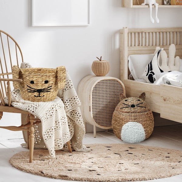 Natúr színű vízijácint játéktároló kosár ø 40x43 cm Cat – Compactor-image-1