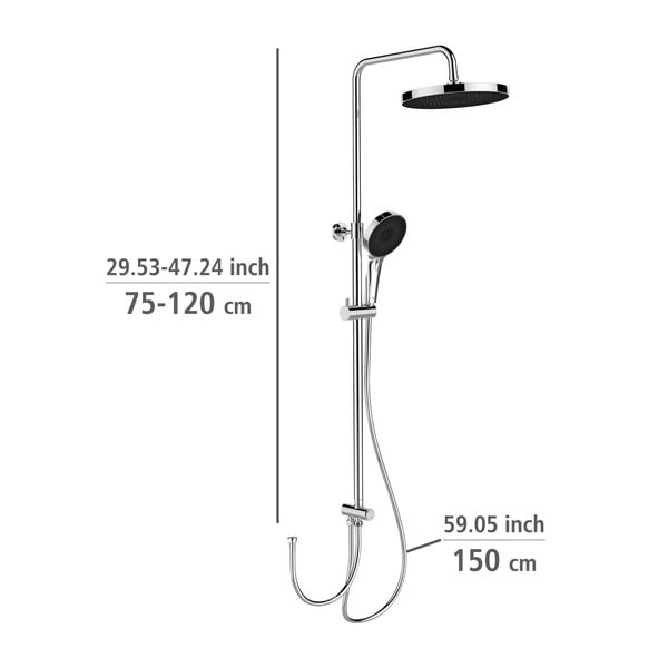 Fényes ezüstszínű rozsdamentes acél zuhanyszett 120 cm Soft Water – Wenko-image-1