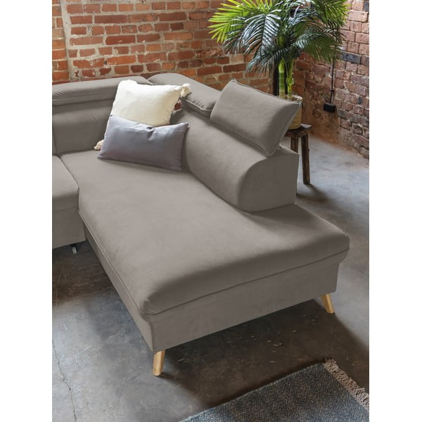 Világosbarna bársony kinyitható sarokkanapé (bal oldali-"U" alakú) Sweet Harmony – Miuform-image-4