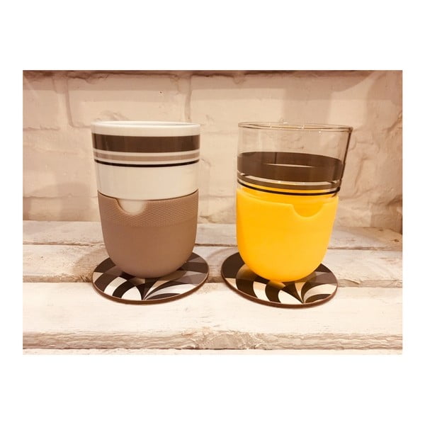 Take A Break 2 latté pohár poháralátéttel és szürke szilikon tokkal - Silly Design