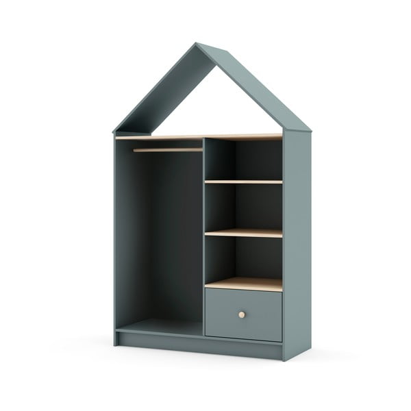 Szürkészöld nyitott gyerek ruhásszekrény 110x180x45 cm Estefania – Marckeric-image-2