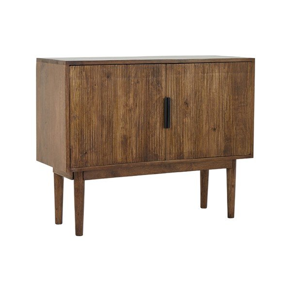 Sötétbarna alacsony tömörfa komód 100x80 cm Bitika – Light & Living-image-2