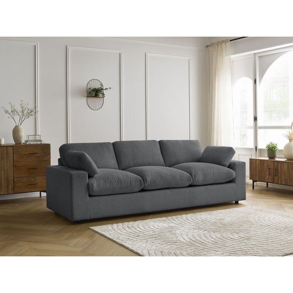 Sötétszürke kordbársony kanapé 250 cm Belair – Bobochic Paris-image-1