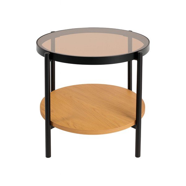 Kerek tárolóasztal üveg asztallappal ø 48 cm Hassel – Unique Furniture