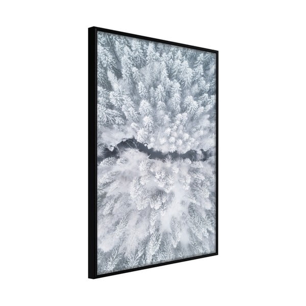 Winter Forest From a Bird's Eye View poszter keretben, 40 x 60 cm - Artgeist