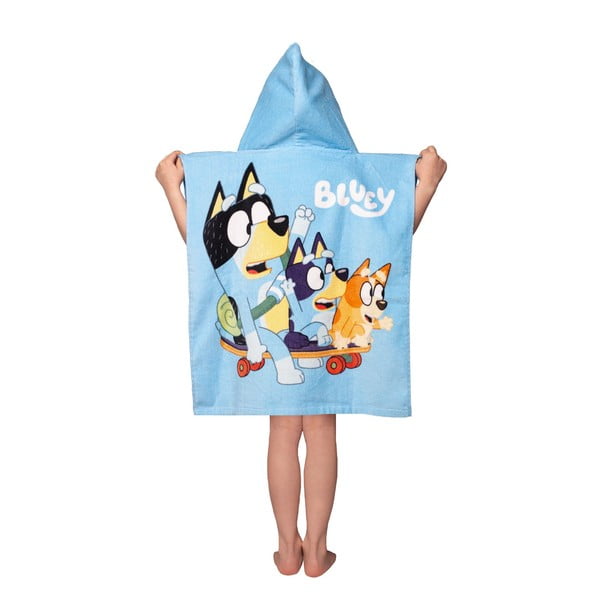 Kék pamut gyerek fürdőponcsó 3-8 év Bluey Skate – Jerry Fabrics-image-2