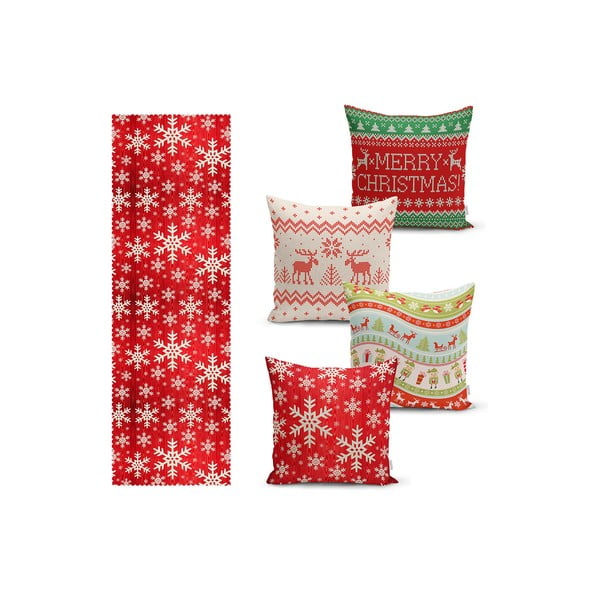 Párnahuzat és asztali futó szett 5 db-os Christmas Sweater – Mila Home