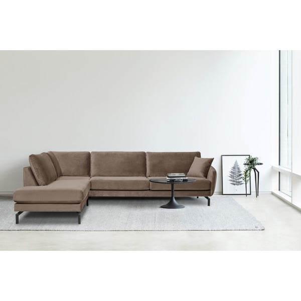 Magic barnásbézs bársony sarokkanapé, bal oldali - Scandic-image-1