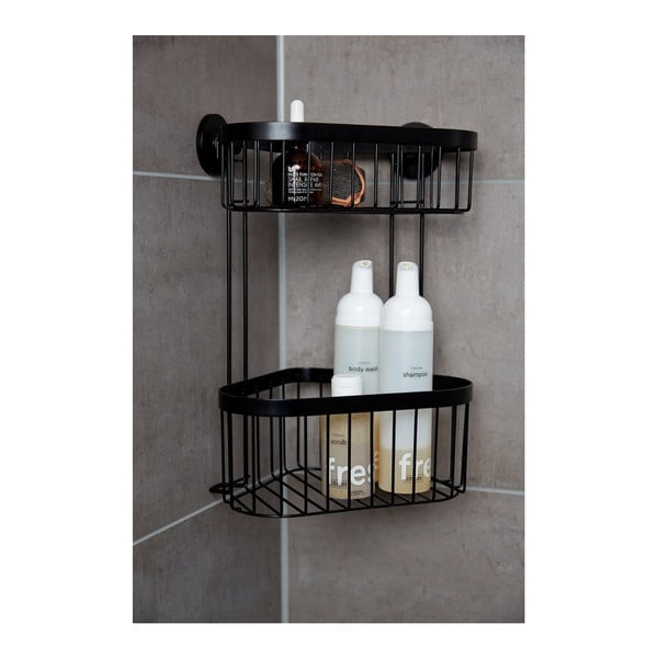 Classic Plus fekete kétszintes fali sarokkosár - Wenko-image-1