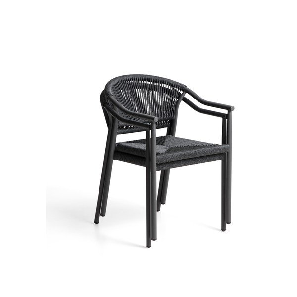 Sötétszürke rattan kerti szék Livadia – Kave Home-image-3