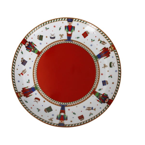 Piros-fehér karácsonyi porcelán tányér ø 30 cm Piatto - Brandani