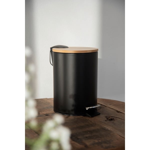Tortona fekete szemetes bambusz fedéllel, 3 l - Wenko-image-2