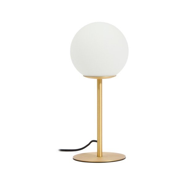 Fehér-aranyszínű asztali lámpa üveg búrával (magasság 35 cm) Brisia – Kave Home