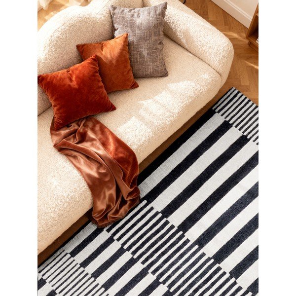Fekete-fehér kézi szövésű gyapjú szőnyeg 120x180 cm Stryve Pulse – Elle Decoration-image-2