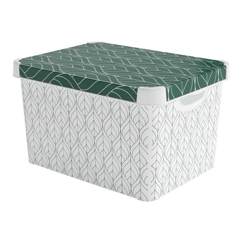 Fehér-zöld fedeles műanyag tárolódoboz 39,5x29,5x25 cm L  Curver