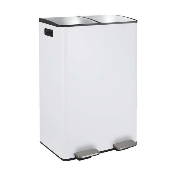 Matt fehér acél szelektív pedálos szemetes 2x30 l   Aliya – Spirella