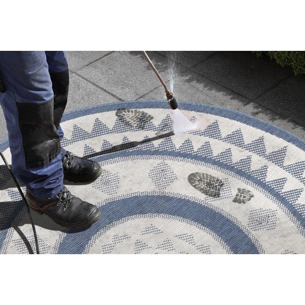 Jamaica kék-krémszínű kültéri szőnyeg, ⌀ 200 cm - NORTHRUGS-image-1