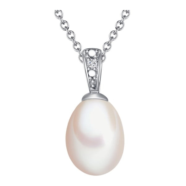 Cosette ezüst nyaklánc valódi gyémánttal és gyönggyel, hossza 50 cm - Tess Diamonds
