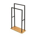 Fekete törölközőtartó állvány bambusz talpazattal - Wenko