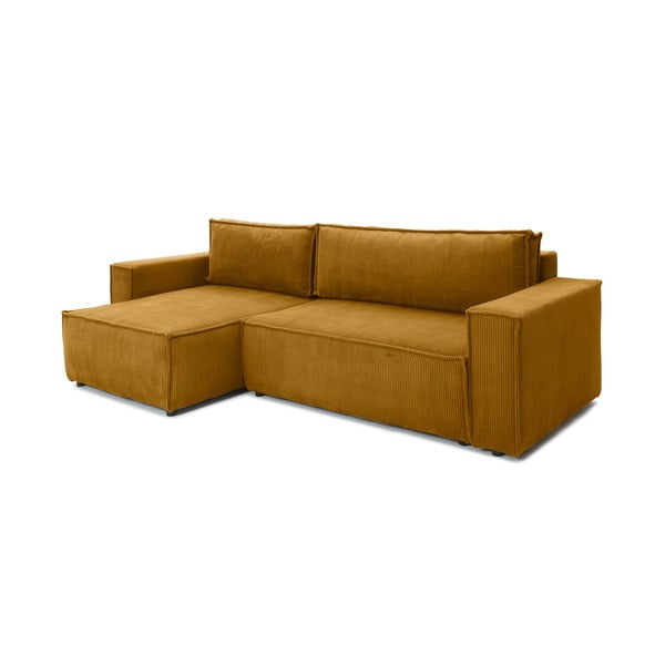 Bowie mustársárga kordbársony variálható kanapéágy - Bonami Selection-image-3