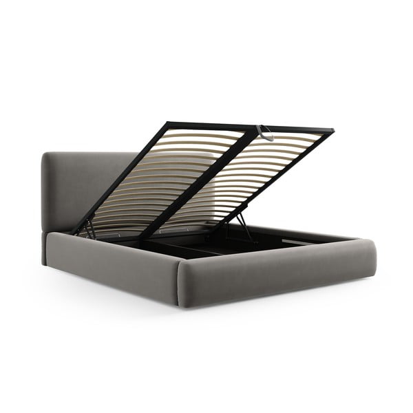 Szürke kárpitozott ágyneműtartós franciaágy ágyráccsal 180x200 cm Colonel – Cosmopolitan Design-image-2