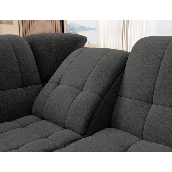 Sötétszürke kinyitható-tárolóhelyes sarokkanapé (bal oldali-L alakú) Sado – ELTAP-image-1