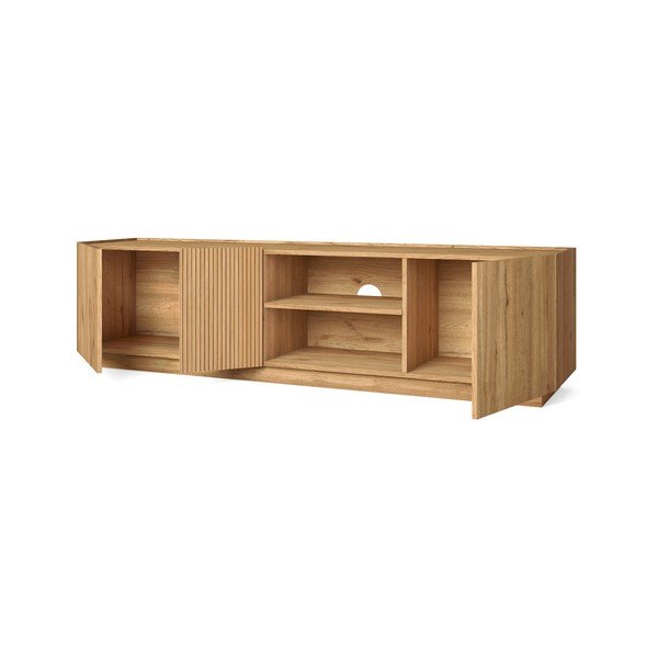 Natúr színű TV-állvány tölgyfa dekorral 180x48 cm Rayana – Marckeric-image-3