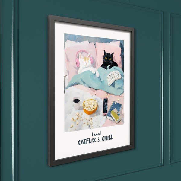Nyomtatott keretezett kép 30x40 cm Catflix – Styler-image-4