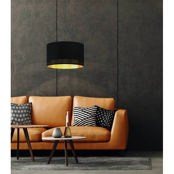 Fekete függőlámpa textil búrával ø 38 cm ESTEPERRA – EGLO-image-1