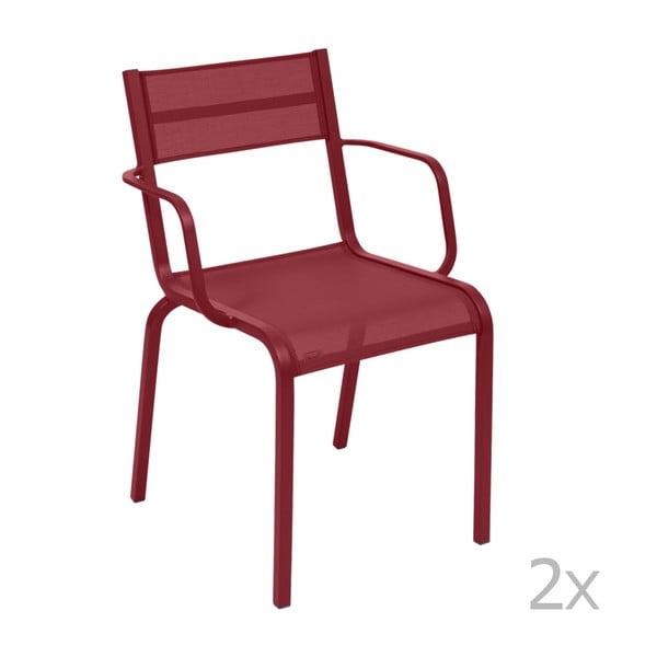 Oléron Arms piros fém karfás kerti szék, 2 db - Fermob