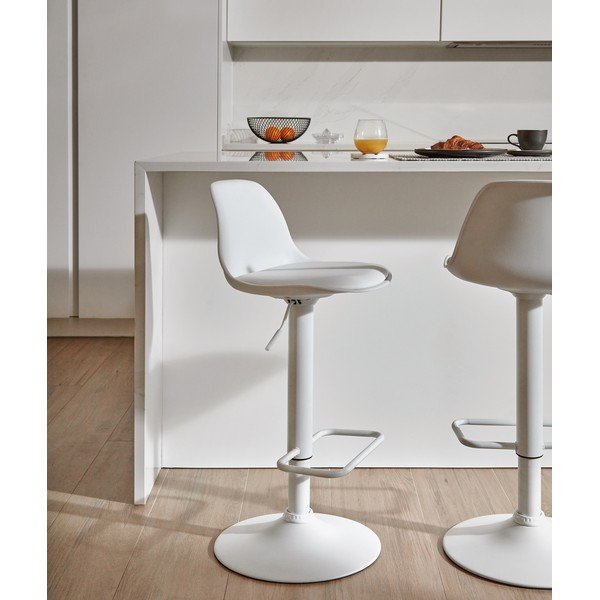 Matt fehér bőrutánzat állítható magasságú bárszék (ülésmagasság 60 cm) Orlando-T – Kave Home-image-2