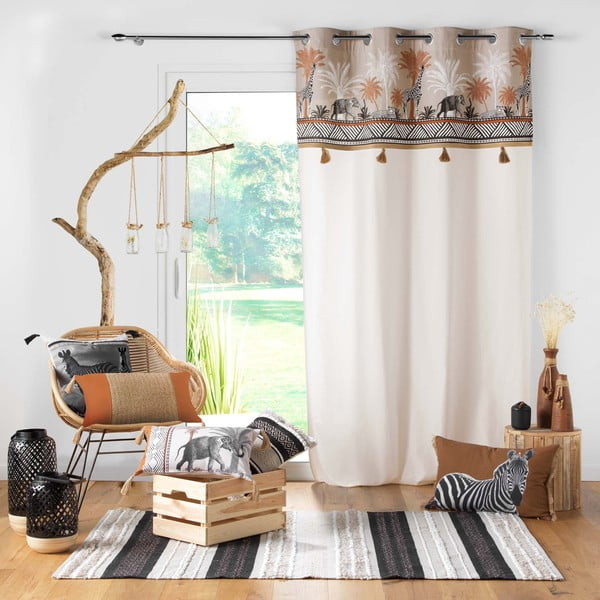 Barna-natúr színű pamut függöny 140x240 cm Kenya Lodge – douceur d'intérieur-image-2