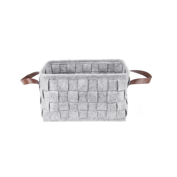 Storage világosszürke kosár bőr fogantyúkkal, hossza 38 cm - PT LIVING-image-2