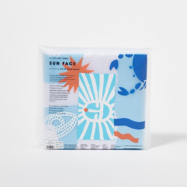 Face kék pamut strandtörülköző , 175 x 90 cm - Sunnylife-image-4