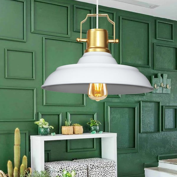 Fehér függőlámpa fém búrával ø 25 cm Tarsus – Opviq lights-image-1