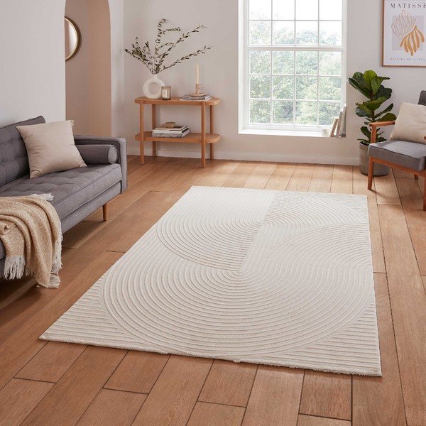 Krémszínű mosható szőnyeg újrahasznosított szálakból 160x230 cm Flores – Think Rugs-image-1