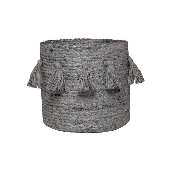 Kenderrostból kézzel készített tárolódoboz, szürke, Ø 30 cm - Nattiot-image-1