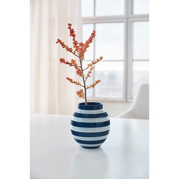 Nuovo sötétkék-fehér kerámia váza, magasság 20,5 cm - Kähler Design-image-3