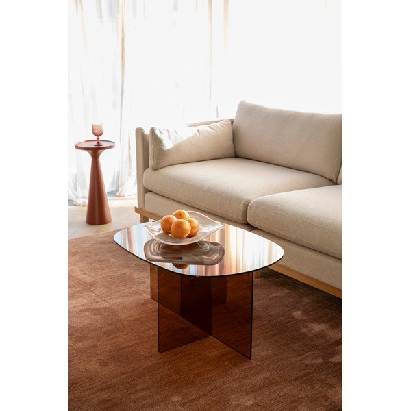 Barna üveg dohányzóasztal 60x80 cm Linea – Zuiver-image-1