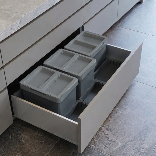 Szürke műanyag szelektív-beépíthető szemetes 3x12 l Metropolis Flip-up – Elletipi-image-1