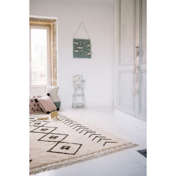 Krémszínű mosható kézi szövésű pamut szőnyeg 140x210 cm Bereber Rhombs – Lorena Canals-image-3