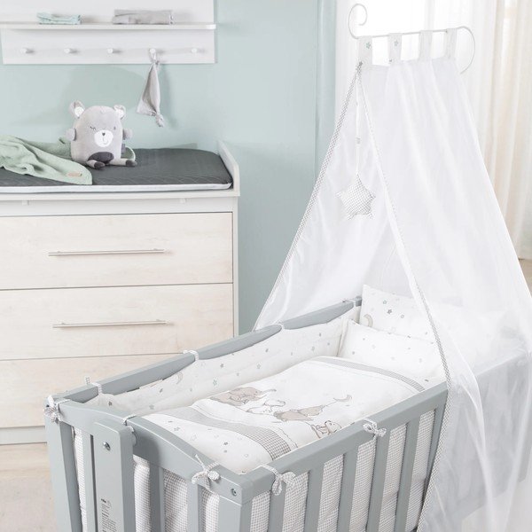 Szürke gurulós bölcső baldachinnal 40x90 cm Strenenzauber – Roba-image-3