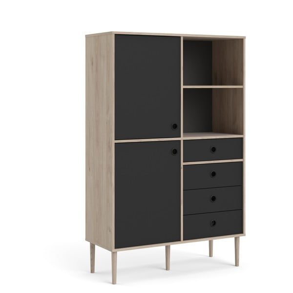 Rome fekete könyvvespolc tölgyfa dekoros kerettel, 99 x 154 cm - Tvilum-image-4