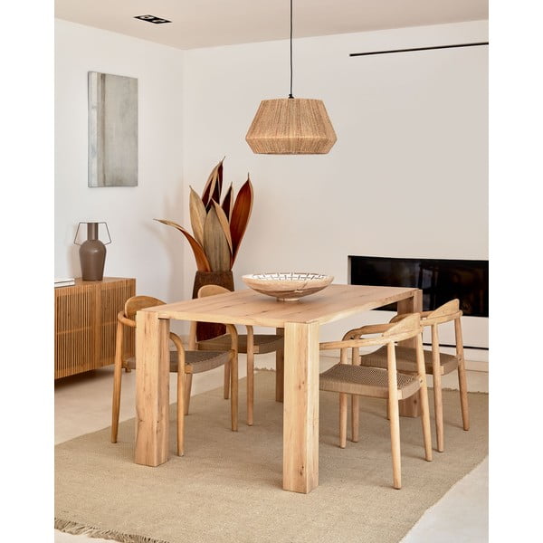 Étkezőasztal tölgyfa dekorral 100x200 cm Deyanira – Kave Home-image-1